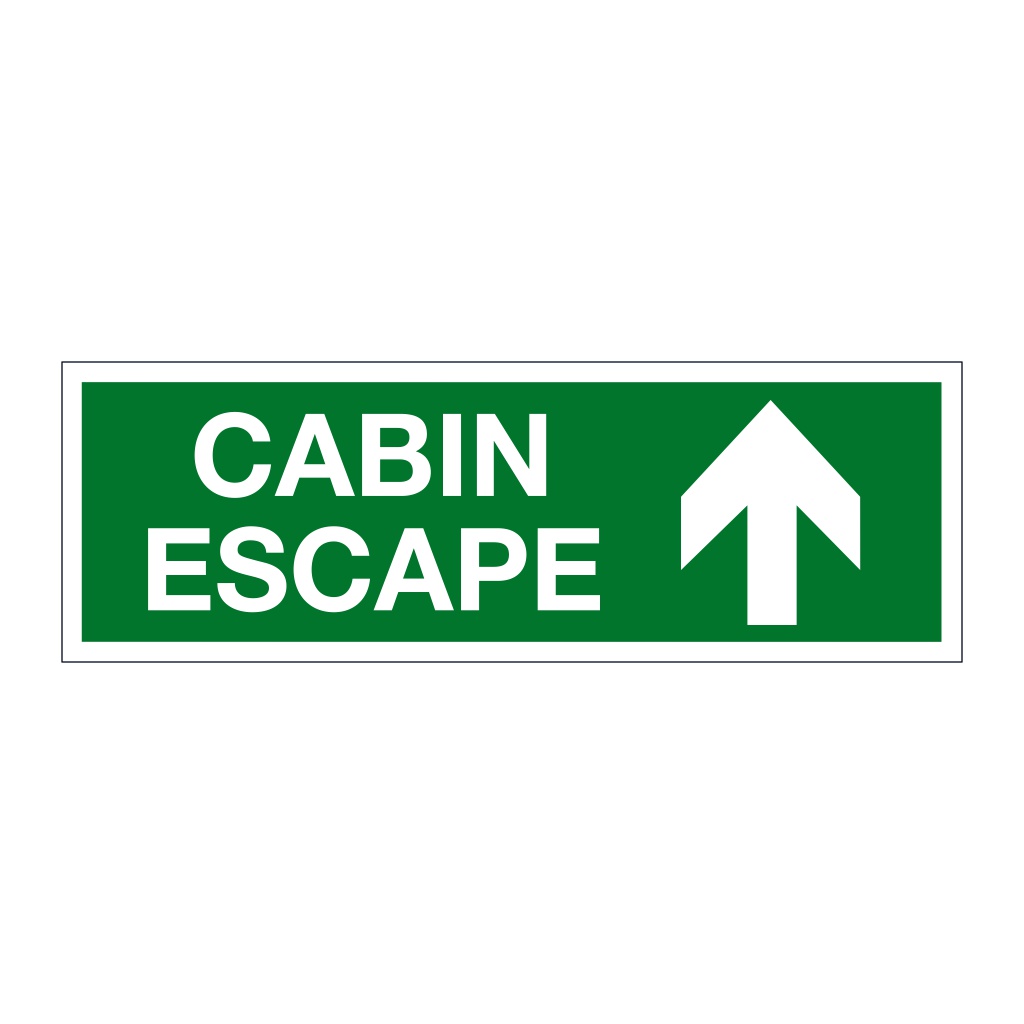 Cabin escape with up directional arrow (Marine Sign)