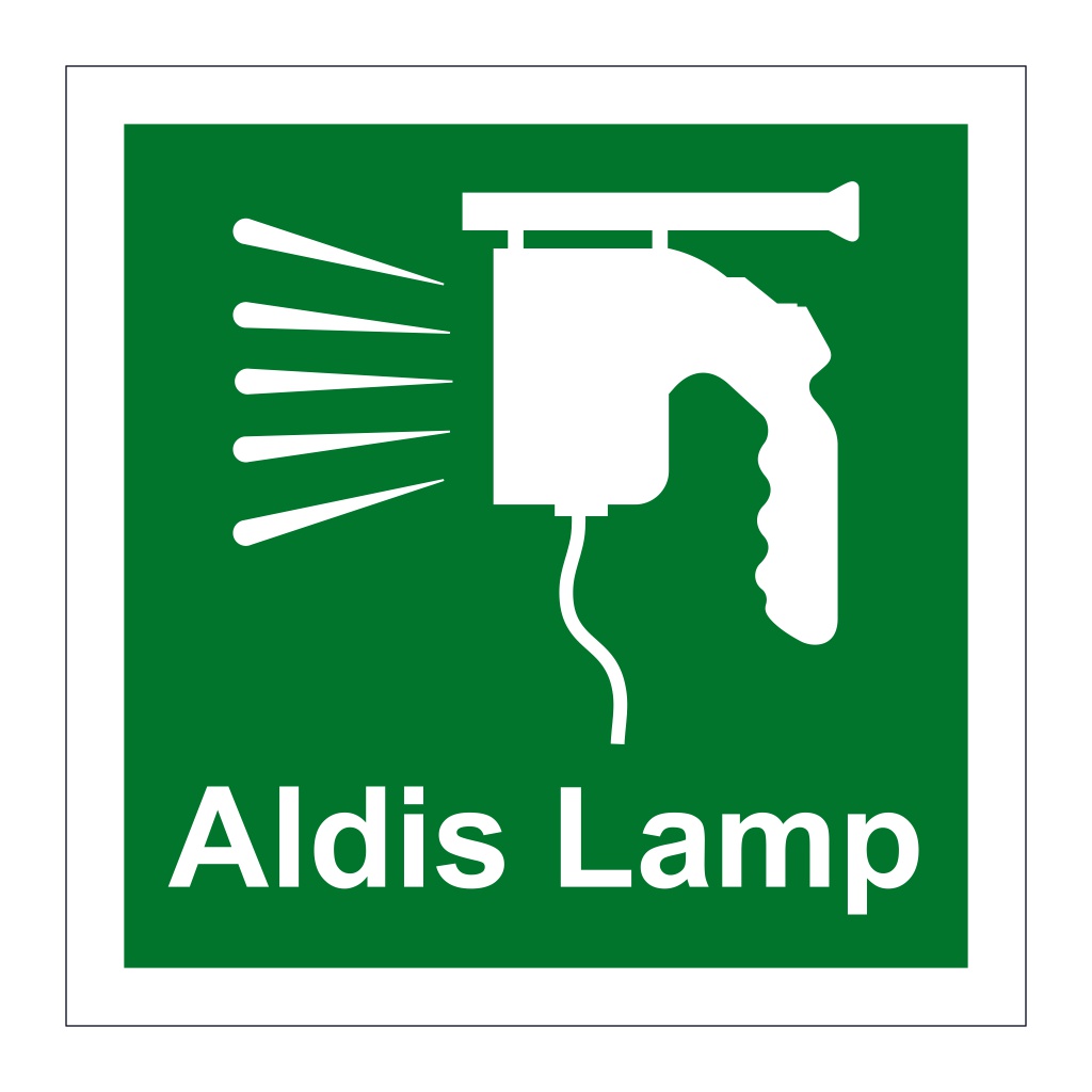 Aldis lamp with text sign (Marine Sign)