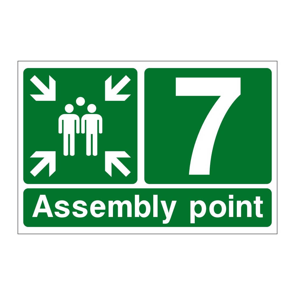 Assembly Point 7 with arrows sign