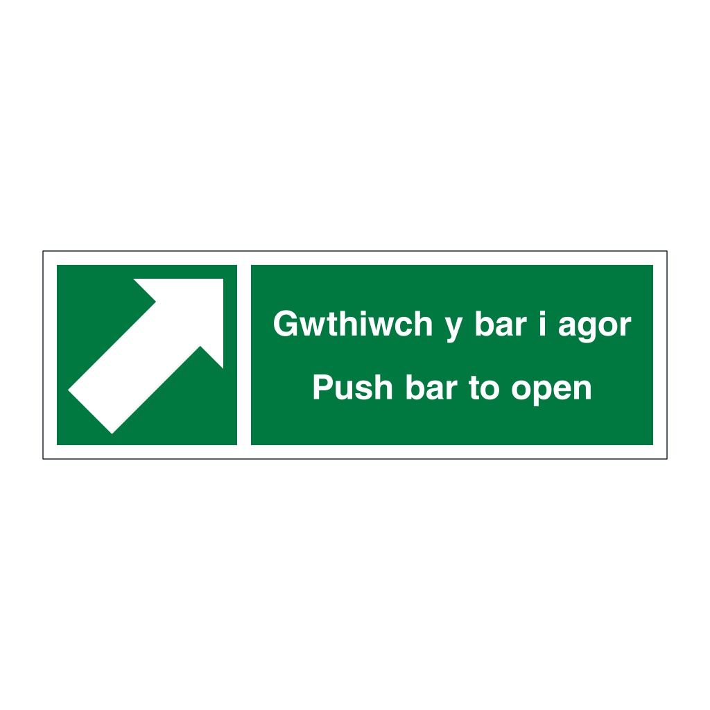 Push bar to open sign English/Welsh sign
