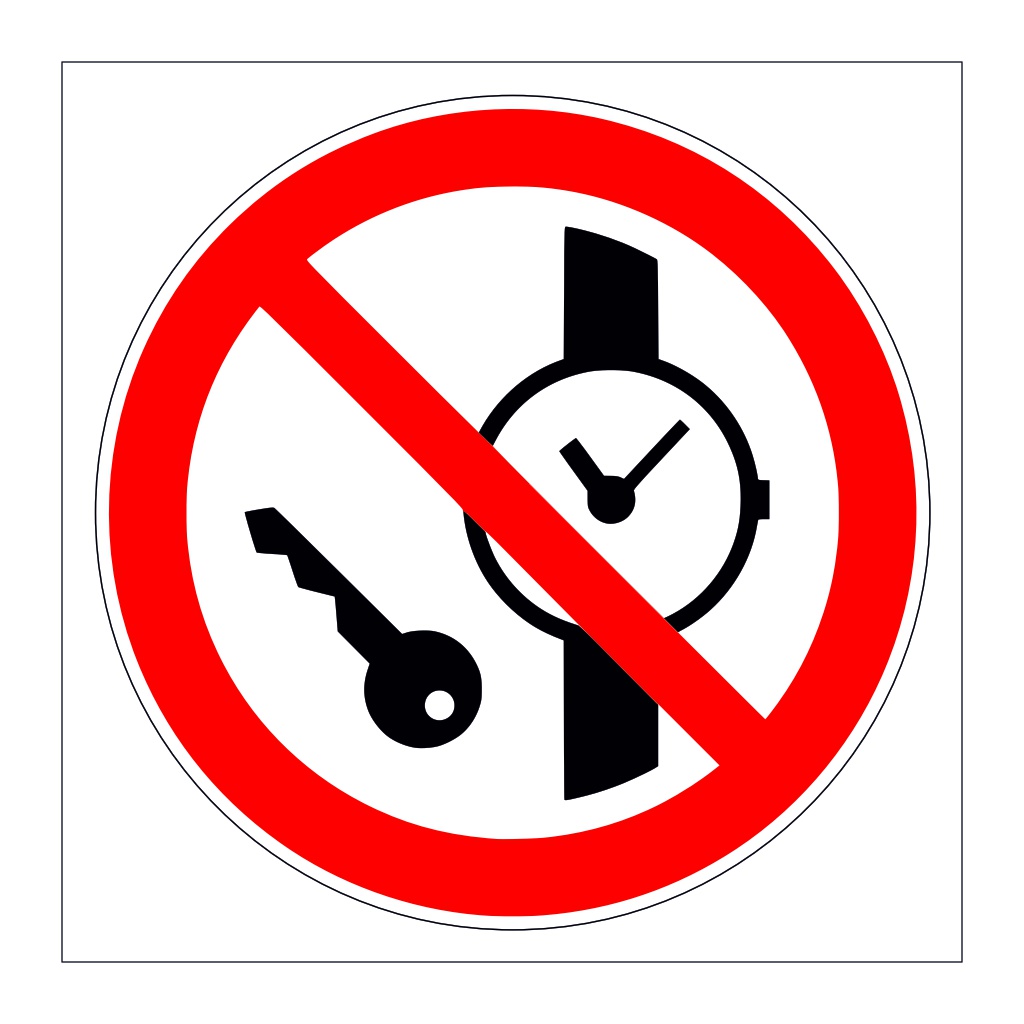 No metallic articles or watches symbol (Marine Sign)