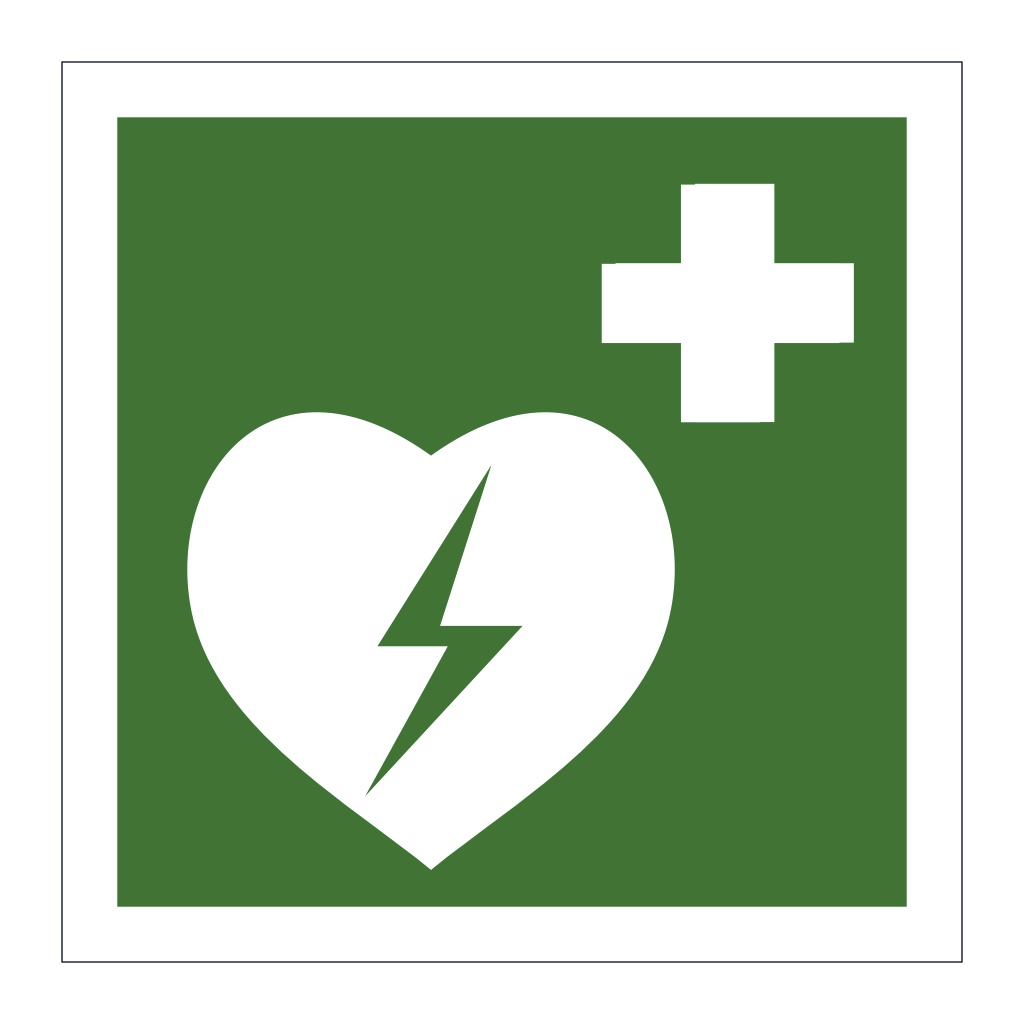 Automated external heart defibrillator symbol 2019 (Marine Sign)