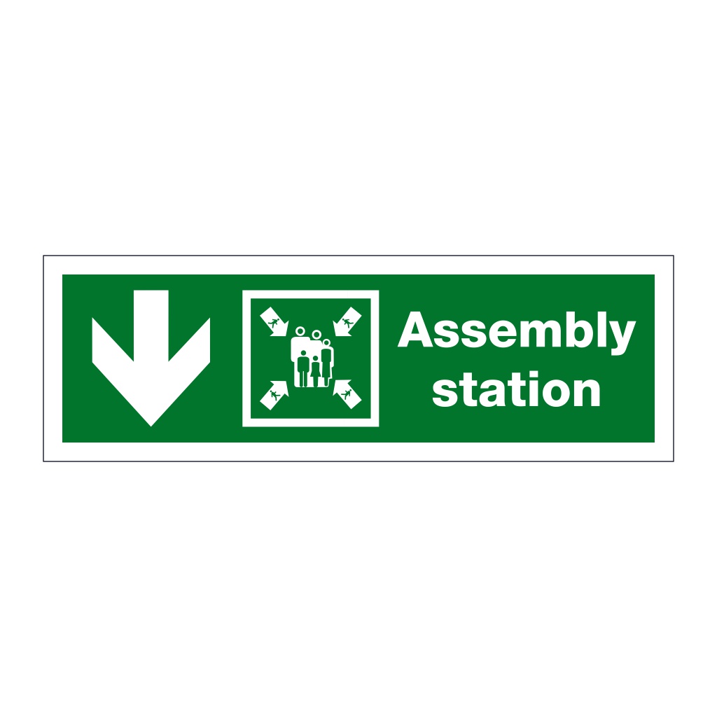 Assembly station arrow down (Marine Sign)