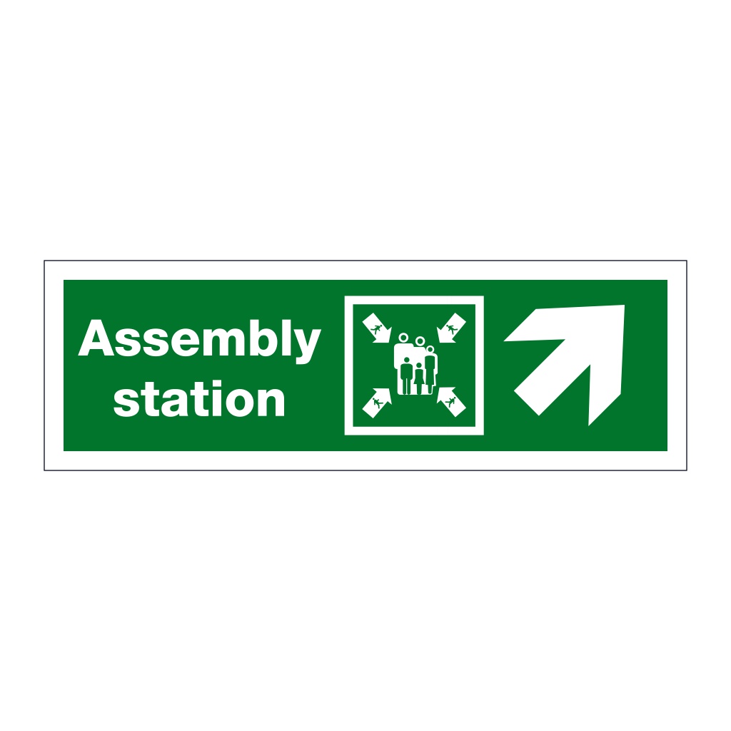 Assembly station arrow up right (Marine Sign)