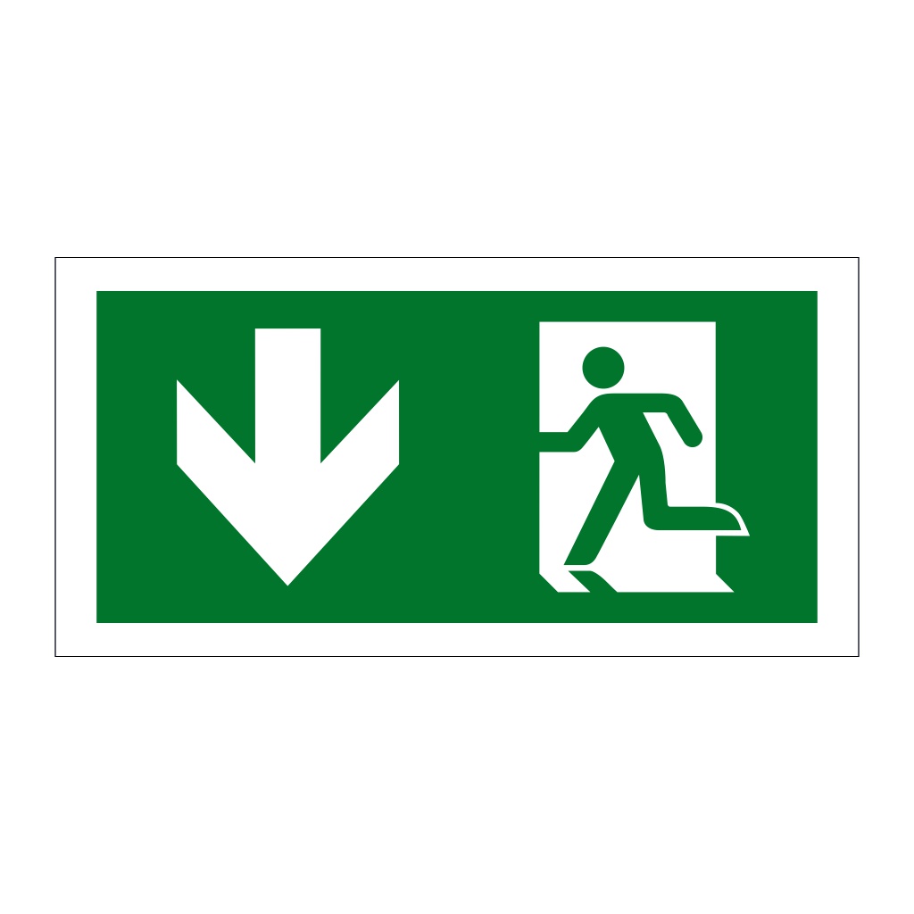 Evacuation route Running man with arrow down (Marine Sign)