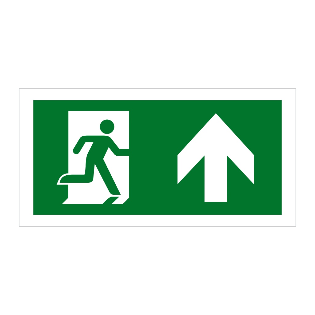 Evacuation route Running man with arrow up (Marine Sign)