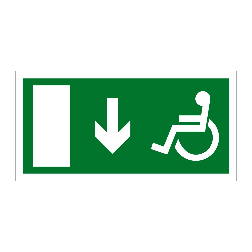 Escape route Wheelchair with arrow down (Marine Sign)