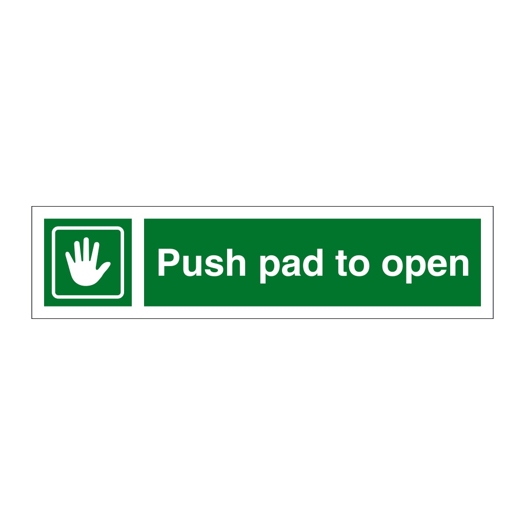 Escape door opening Push pad to open (Marine Sign)