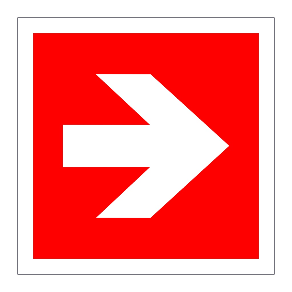 Location of fire equipment right directional arrow symbol (Marine Sign)