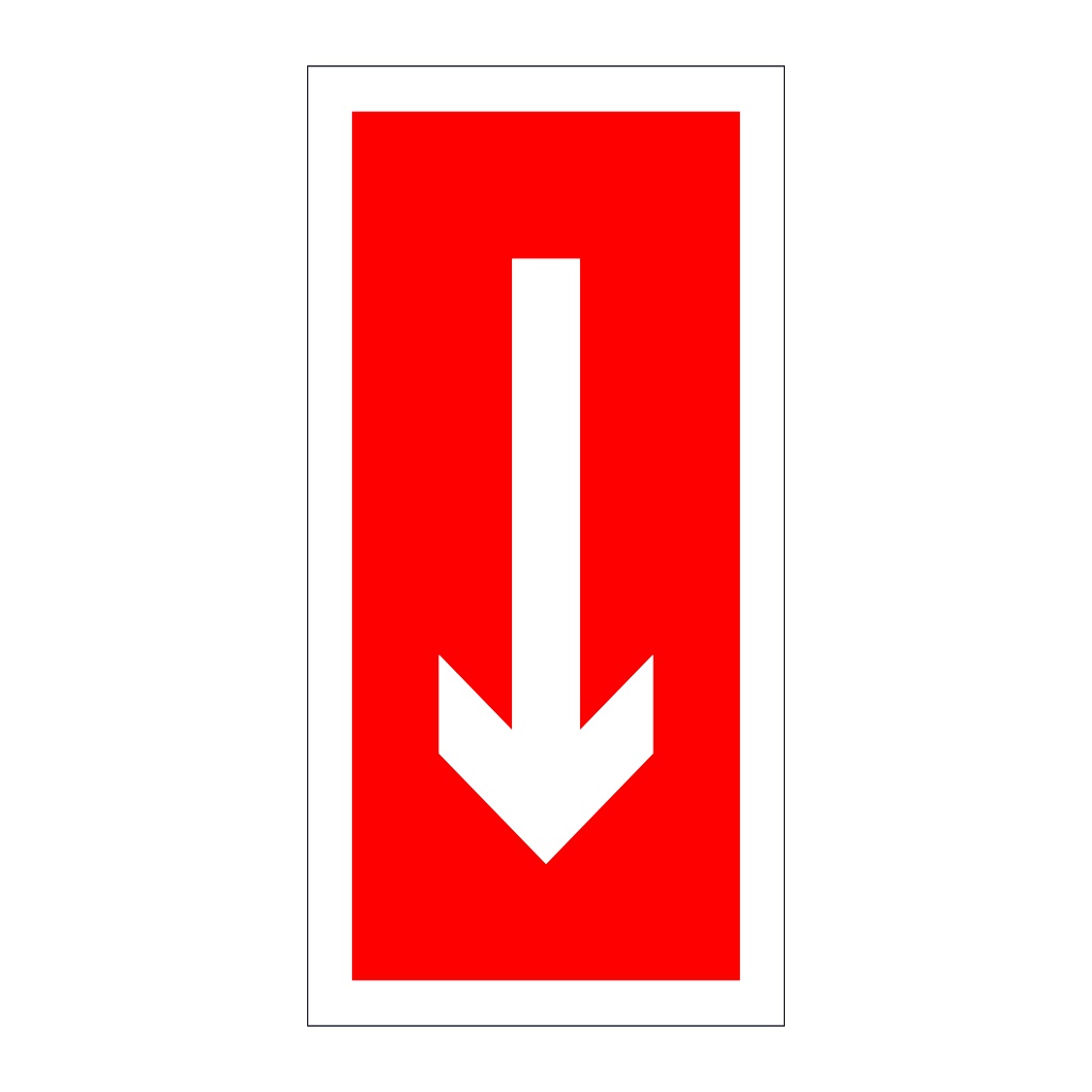 Location of fire equipment down directional arrow (Marine Sign)