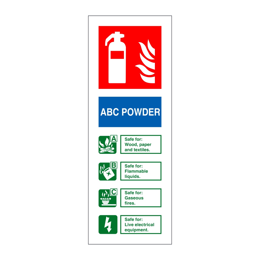 ABC Powder fire extinguisher identification (Marine Sign)