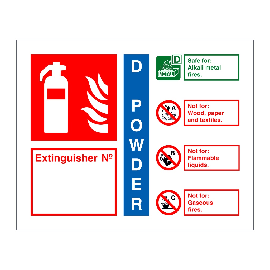 D Powder extinguisher identification with number (Marine Sign)