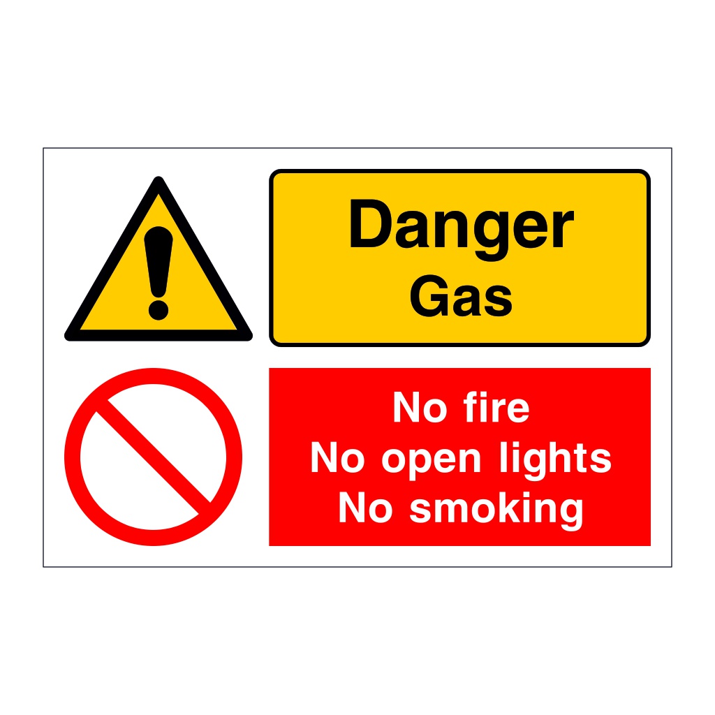 Danger Gas No fire No open lights No smoking (Marine Sign)