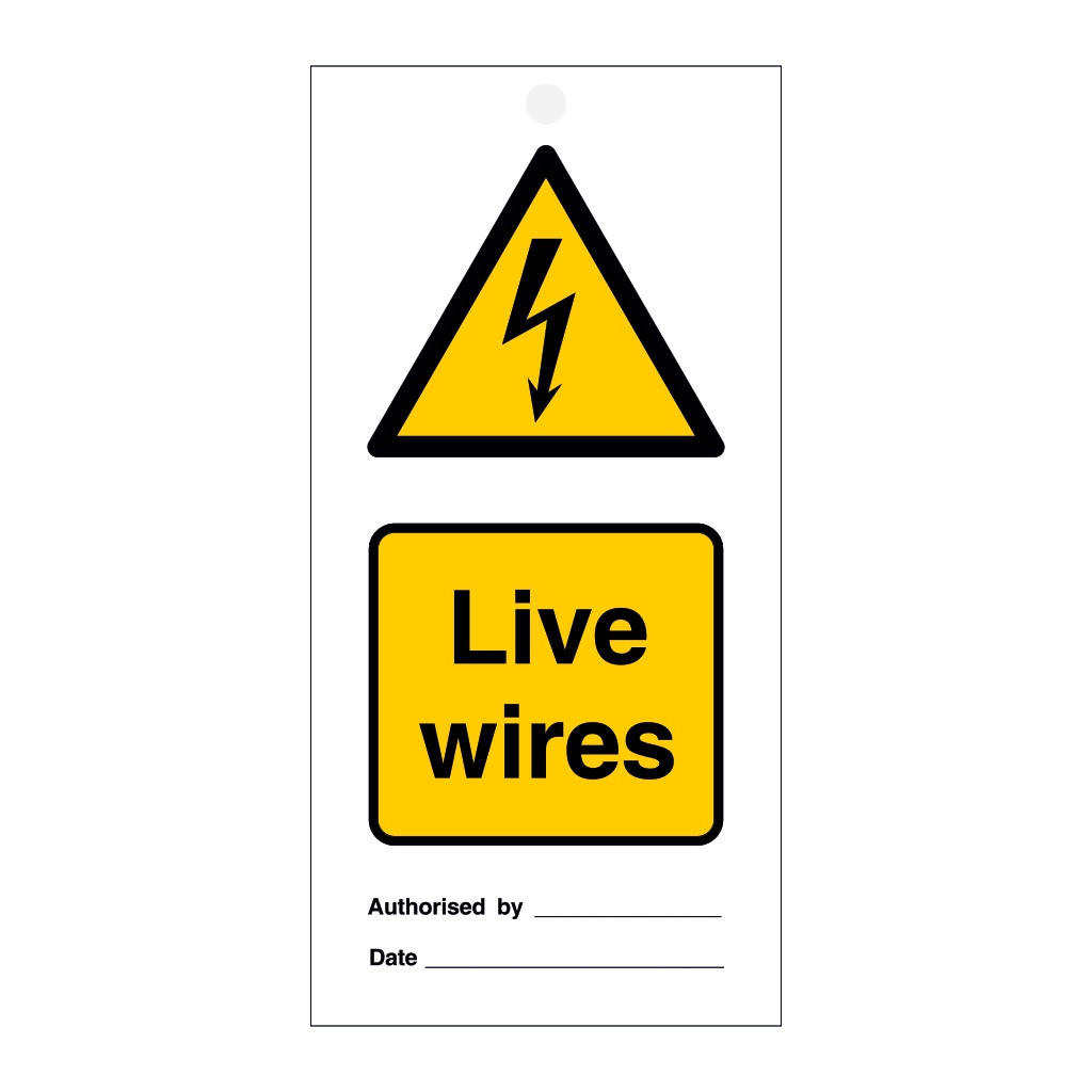 Live wires tie tag Pack of 10 (Marine Sign)