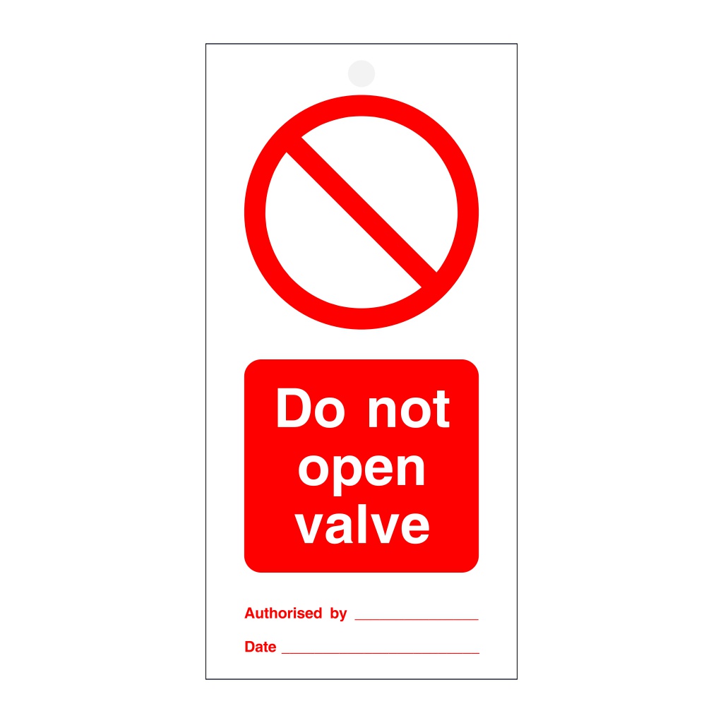 Do not open valve tie tag Pack of 10 (Marine Sign)