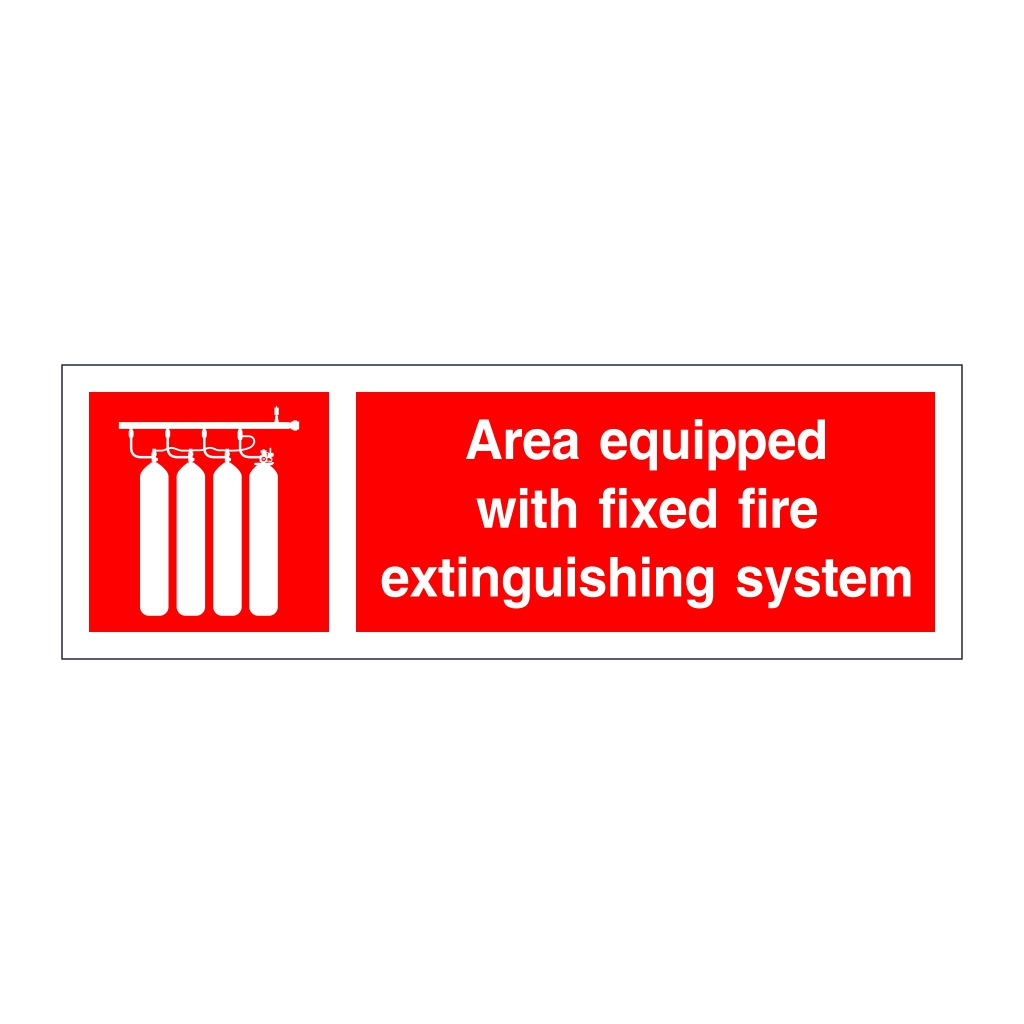 Area equipped with fixed fire extinguishing system with text (Marine Sign)