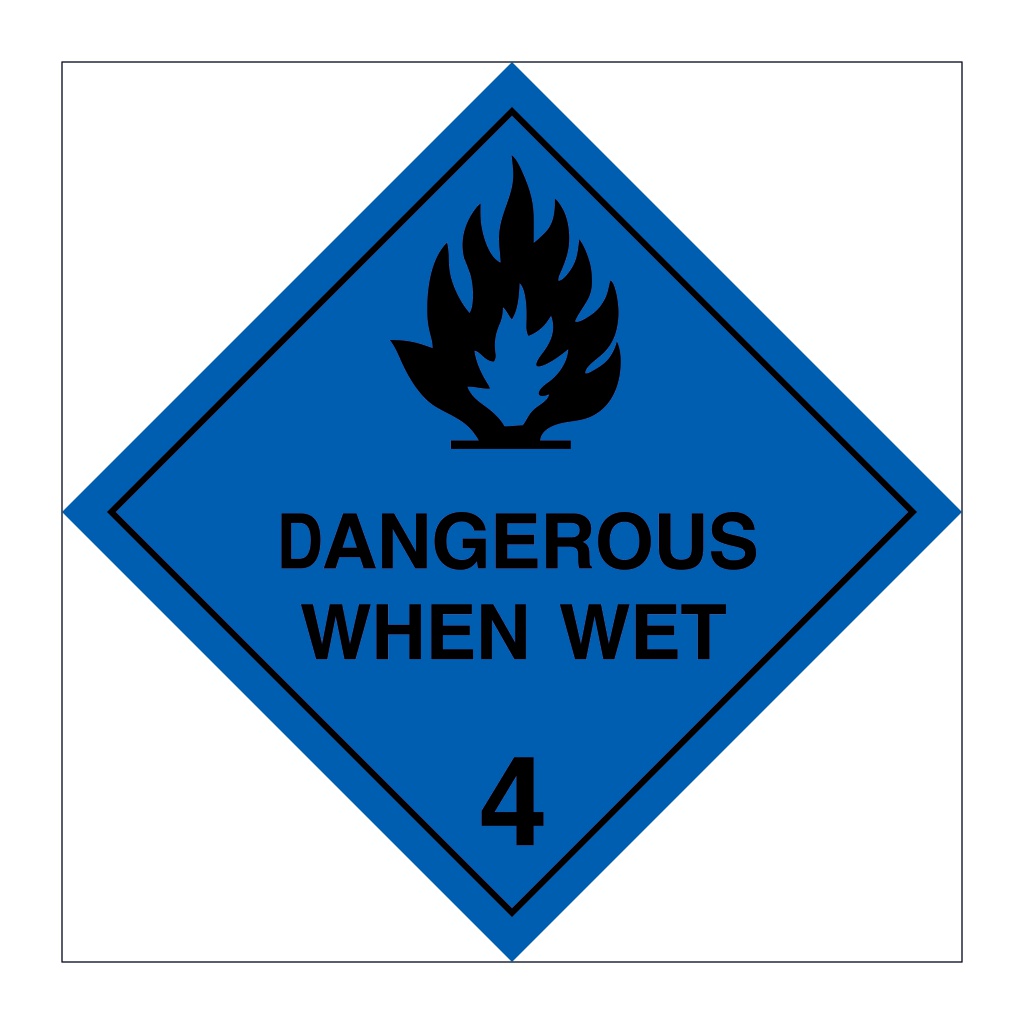 Hazard diamond Class 4.3 Dangerous when wet (Marine Sign)