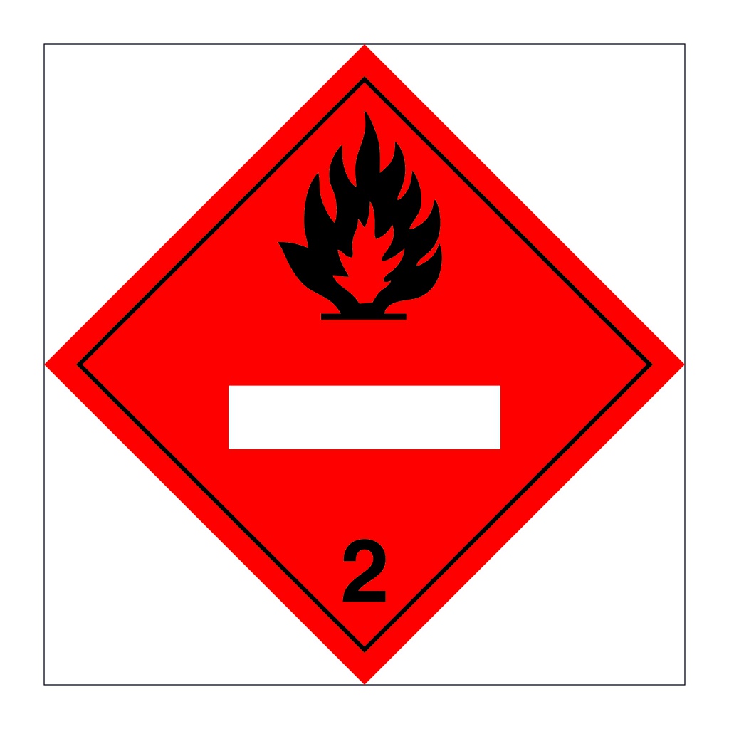 Hazard diamond Class 2.1 Flammable gas UN numbers display (Marine Sign)