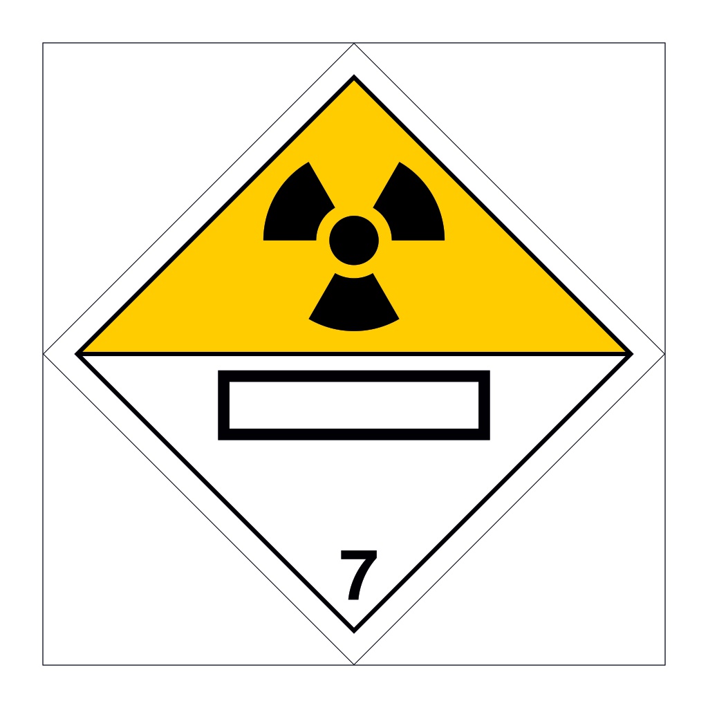 Hazard diamond Class 7 Radioactive UN numbers display (Marine Sign)