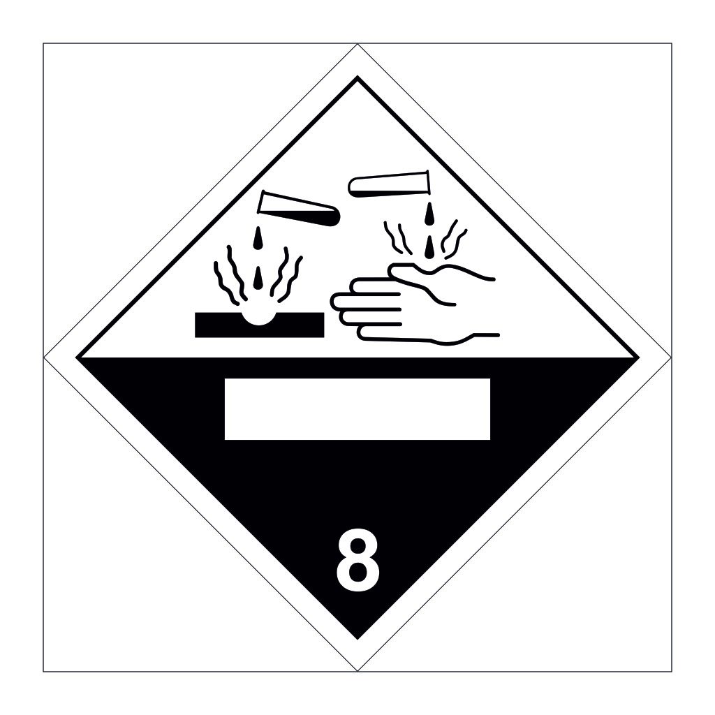 Hazard diamond Class 8 Corrosive UN numbers display (Marine Sign)