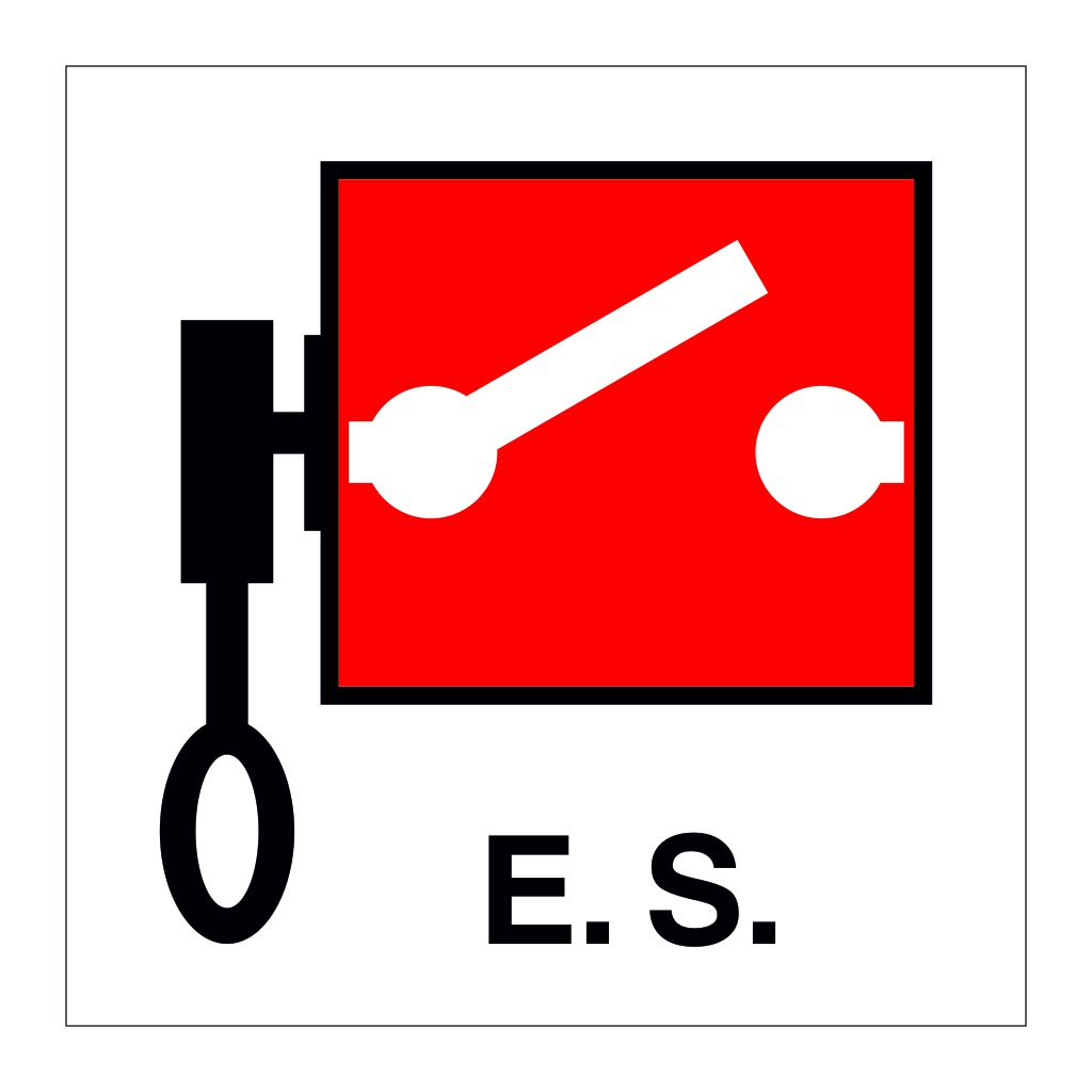 E.S. Remote controlled pumps or emergency switches (Marine Sign)