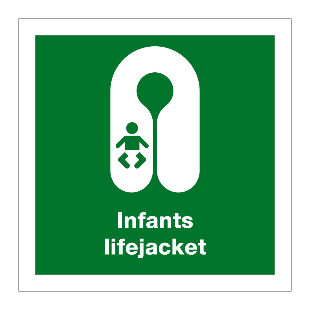 Infant lifejacket with text (Marine Sign)