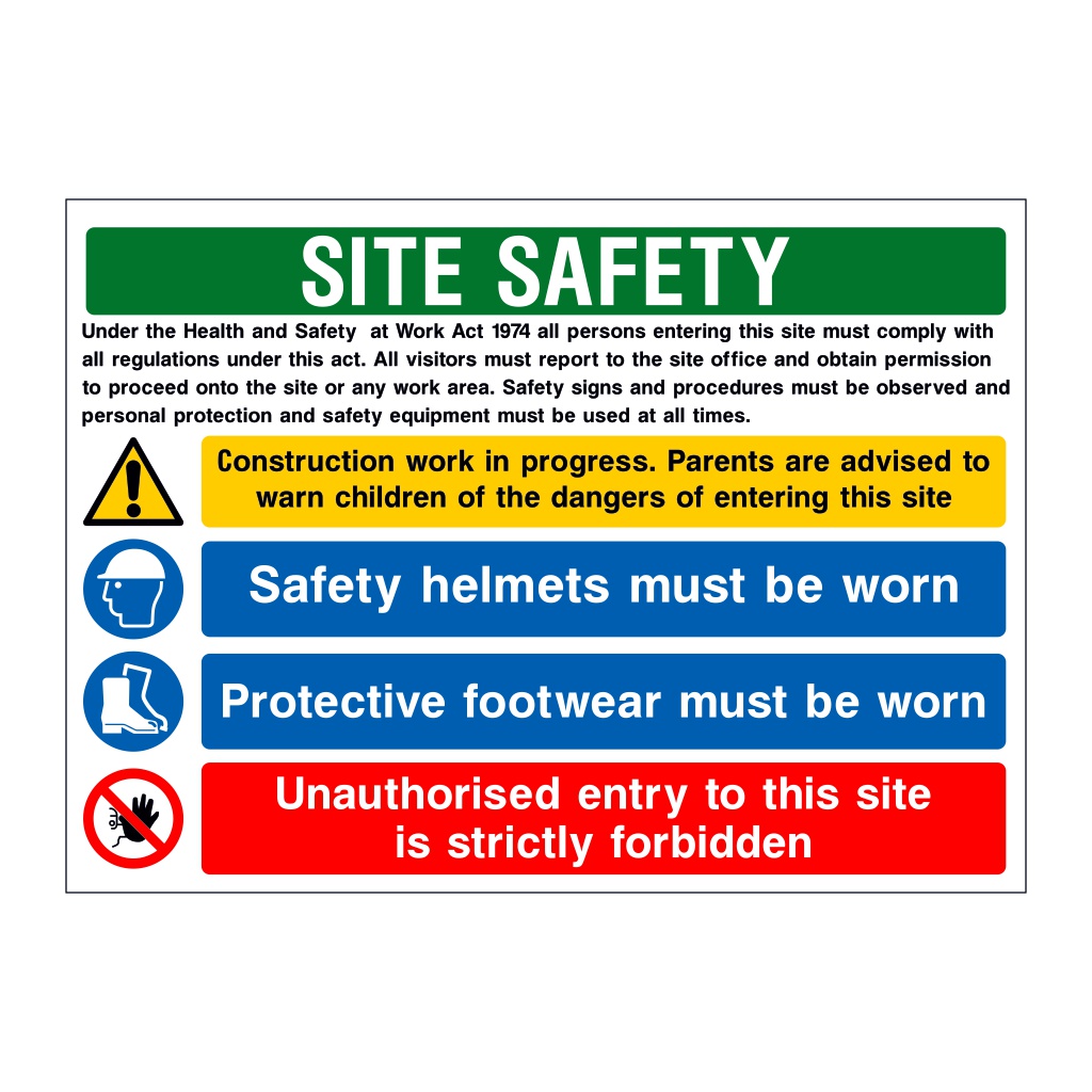 H&S Act V2 multi-message site safety board