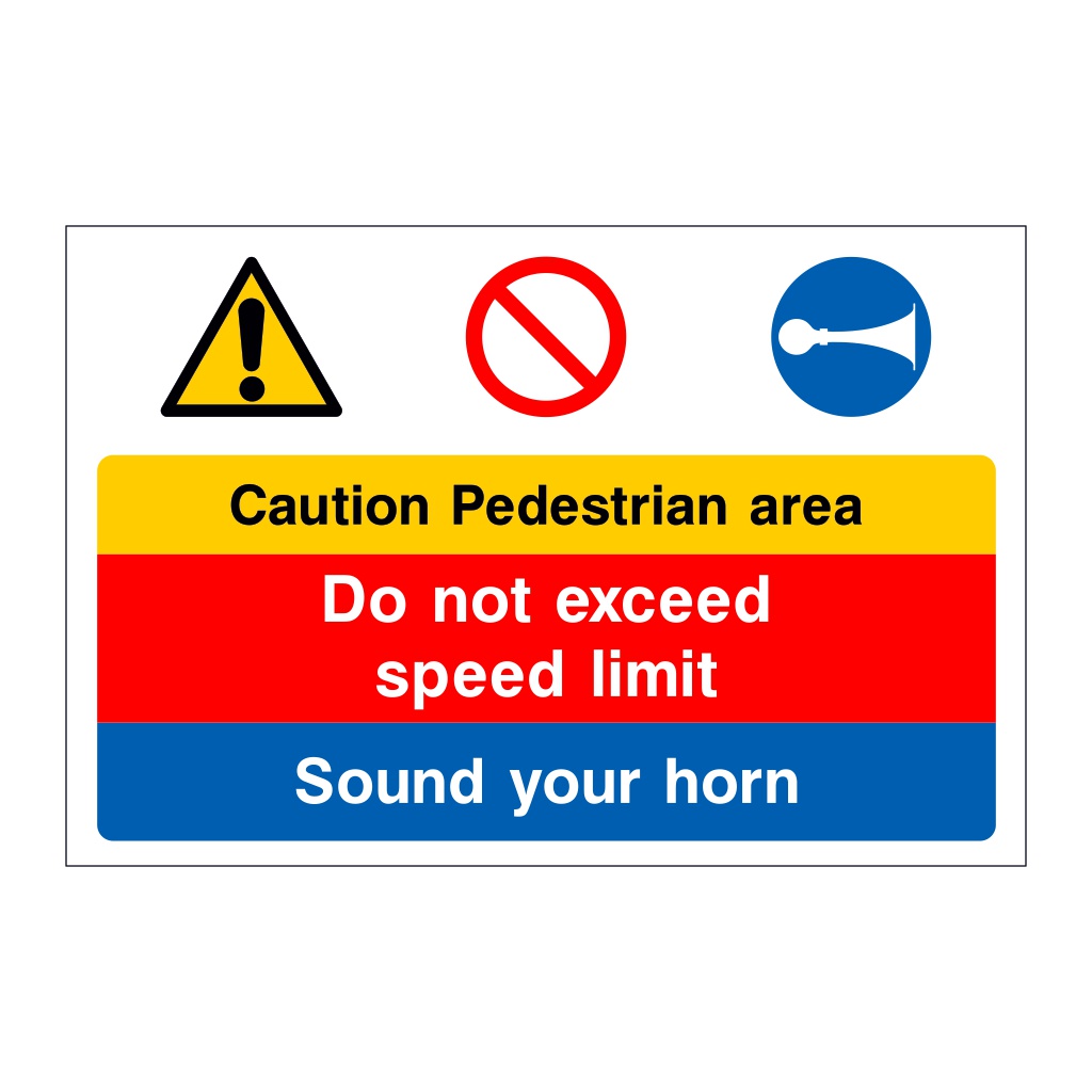 Caution Pedestrian area multi-message sign