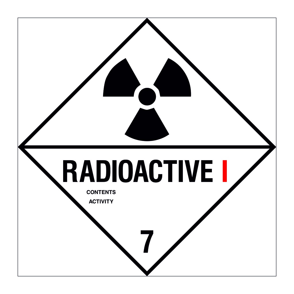 Radioactive 1 Class 7 hazard warning diamond sign