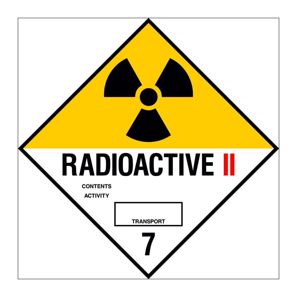 Radioactive 2 Class 7 hazard warning diamond sign