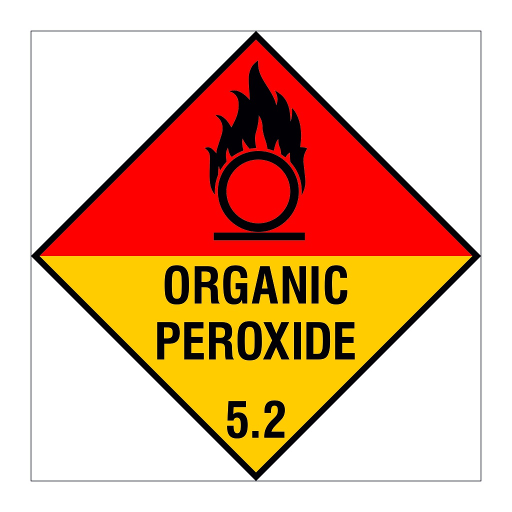 Organic peroxide Class 5.2 hazard warning diamond sign