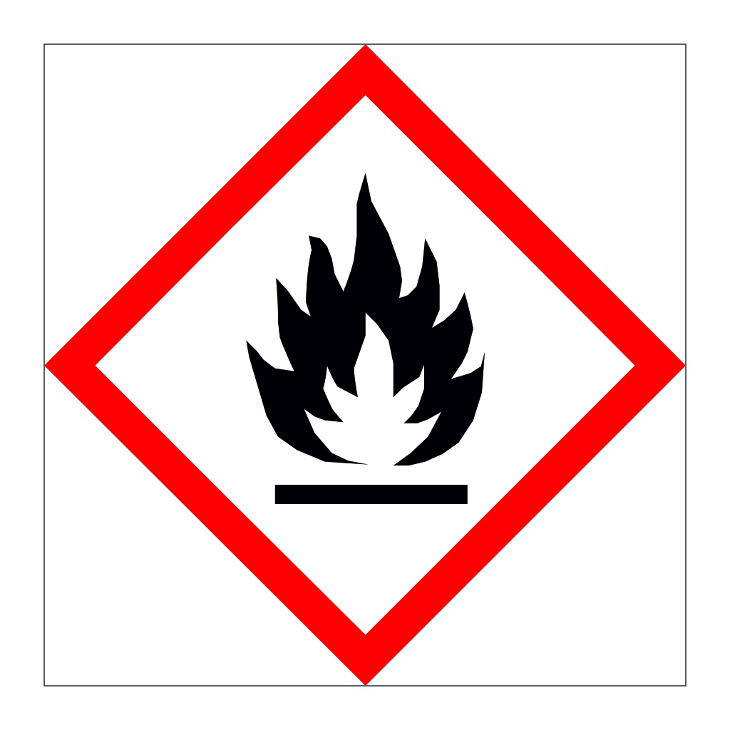 Flammable hazard warning diamond GHS label sign