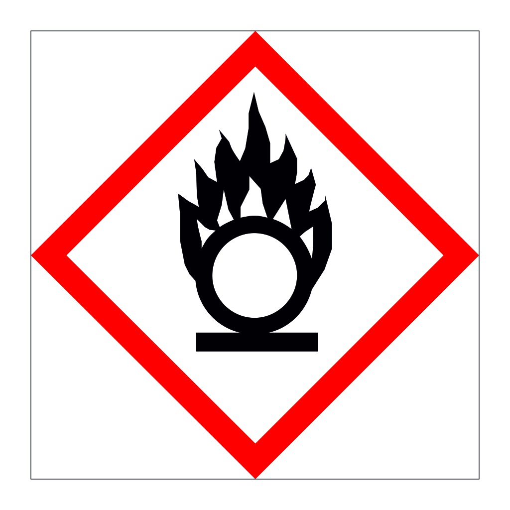 Oxidising hazard warning diamond GHS label