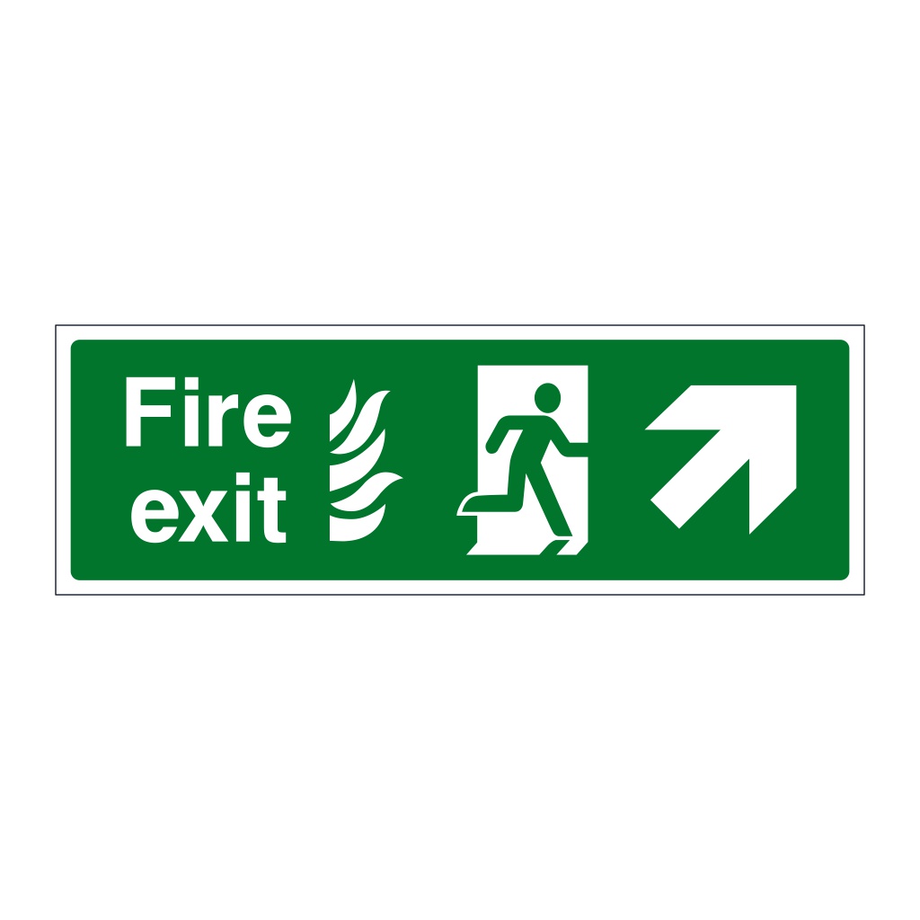 Fire exit NHS running man arrow up right sign