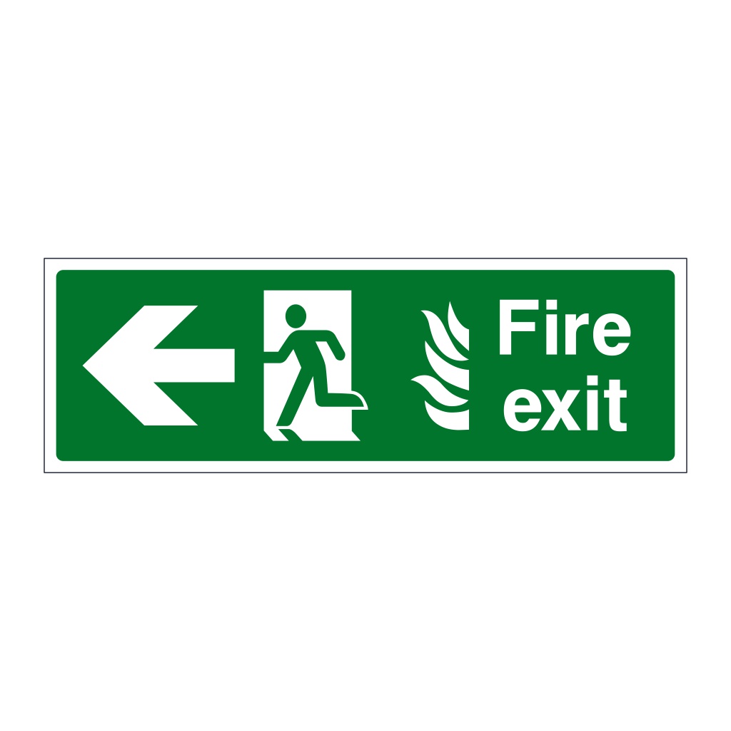 Fire exit NHS running man arrow left sign