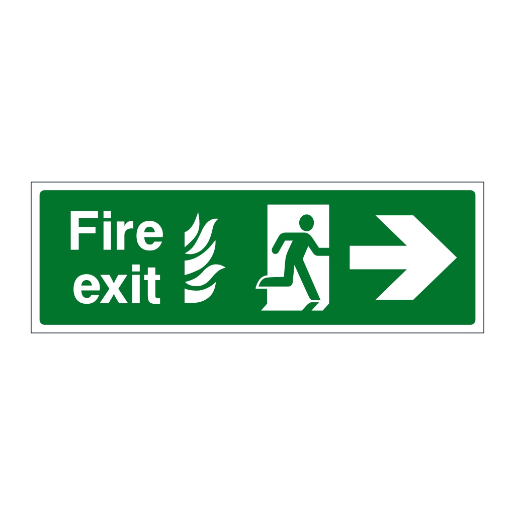 Fire exit NHS running man arrow right sign