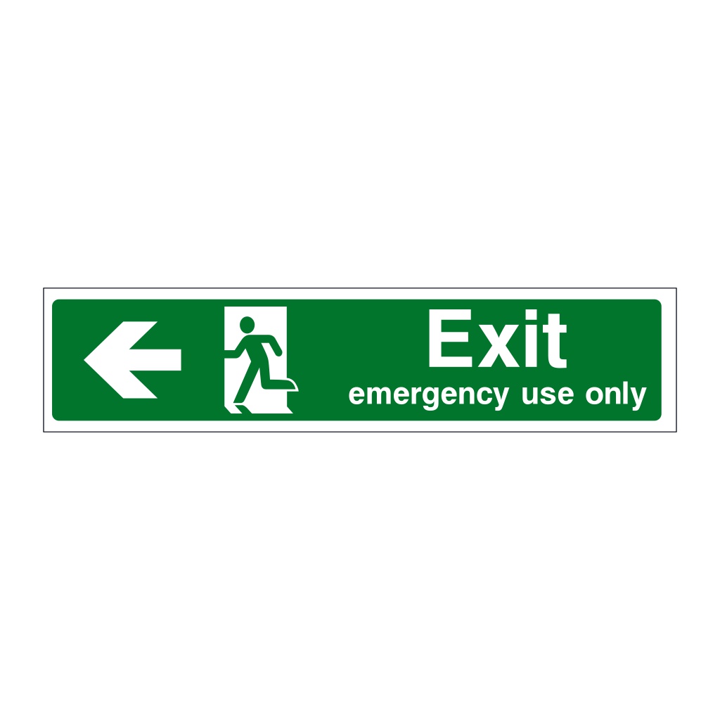 Exit Emergency use only arrow left sign