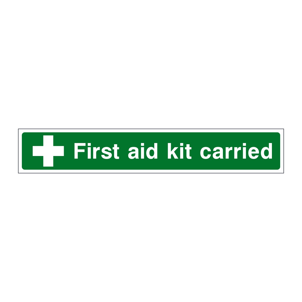 First aid kit carried sign