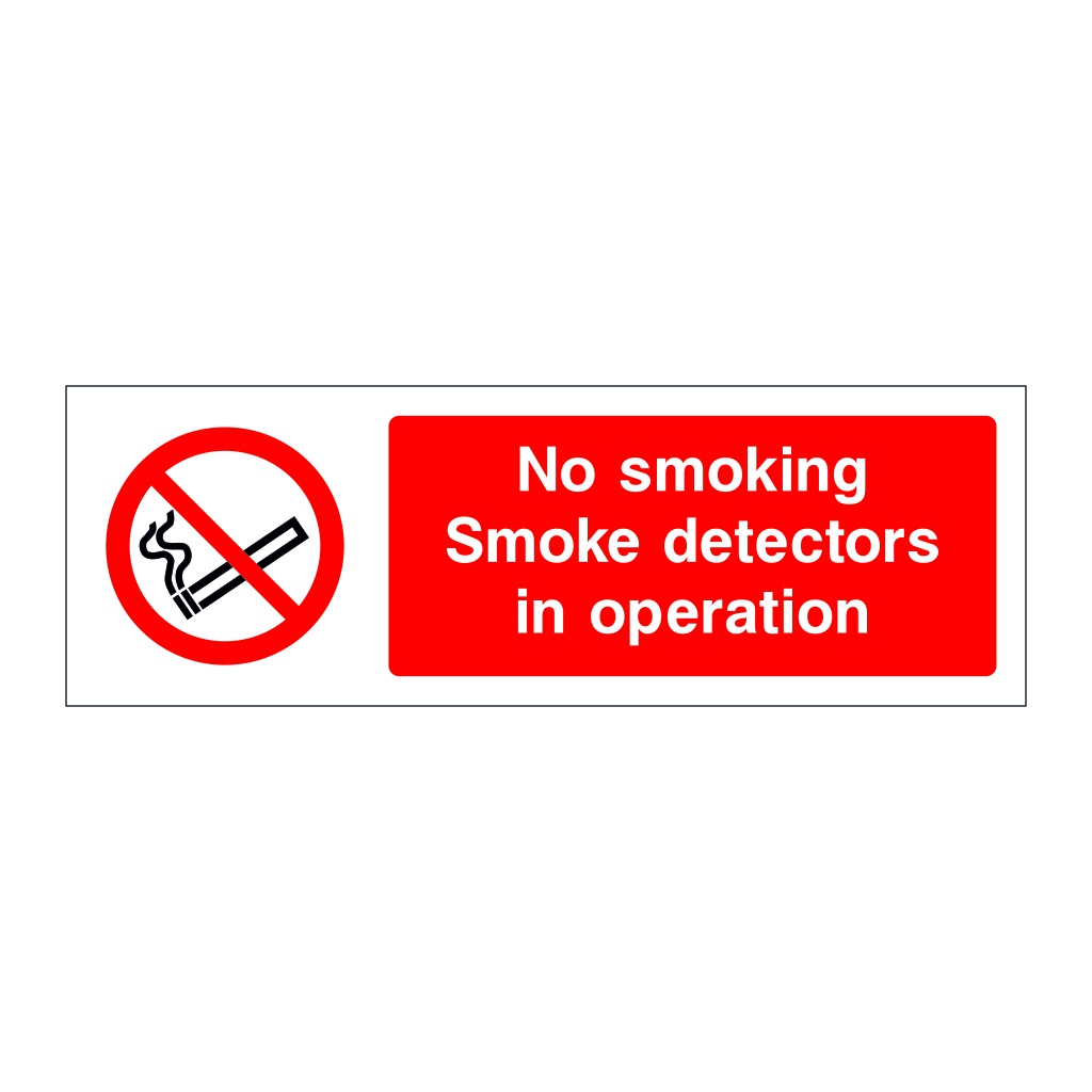 No smoking smoke detectors in operation sign