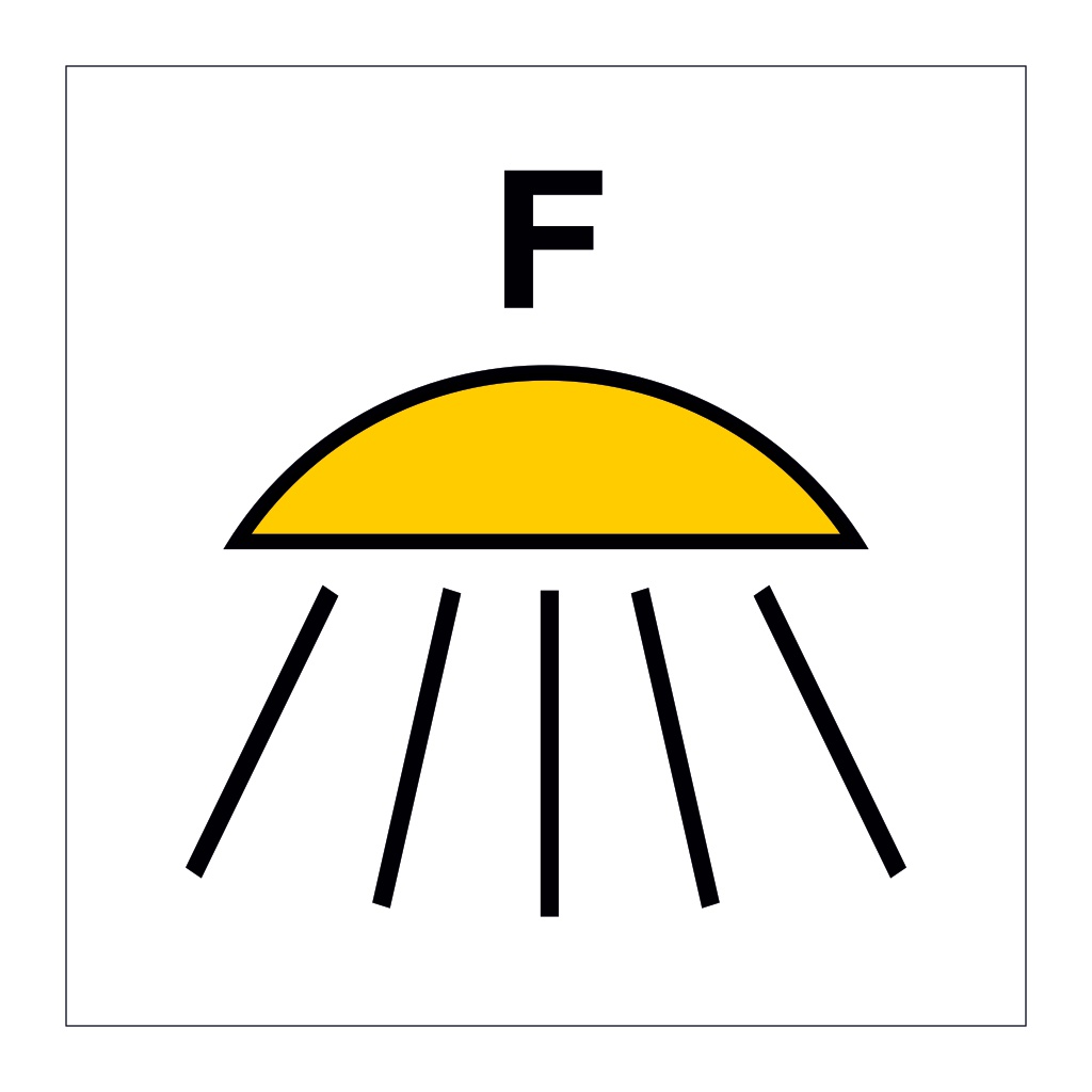 Spaces or group of spaces protected by Foam fire extinguishing system (Marine Sign)