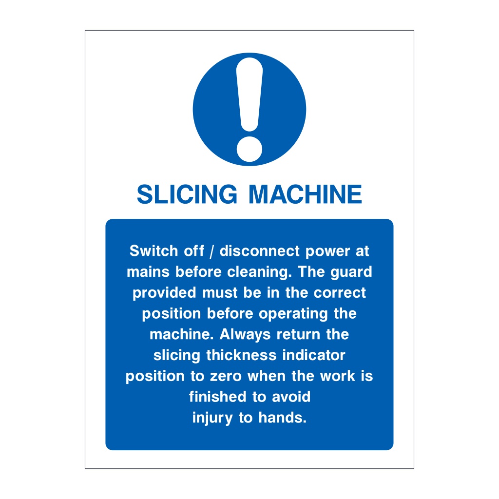 Slicing machine sign