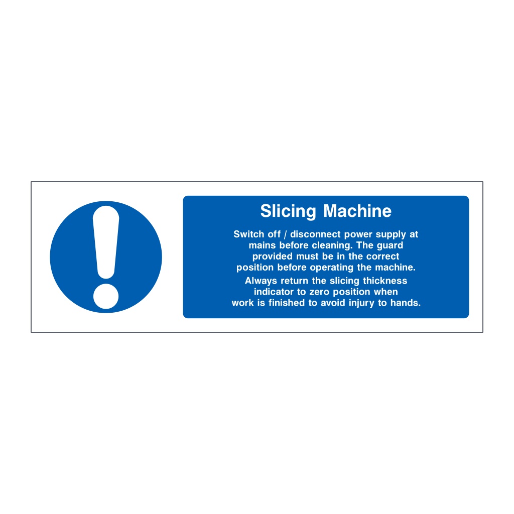 Slicing machine sign