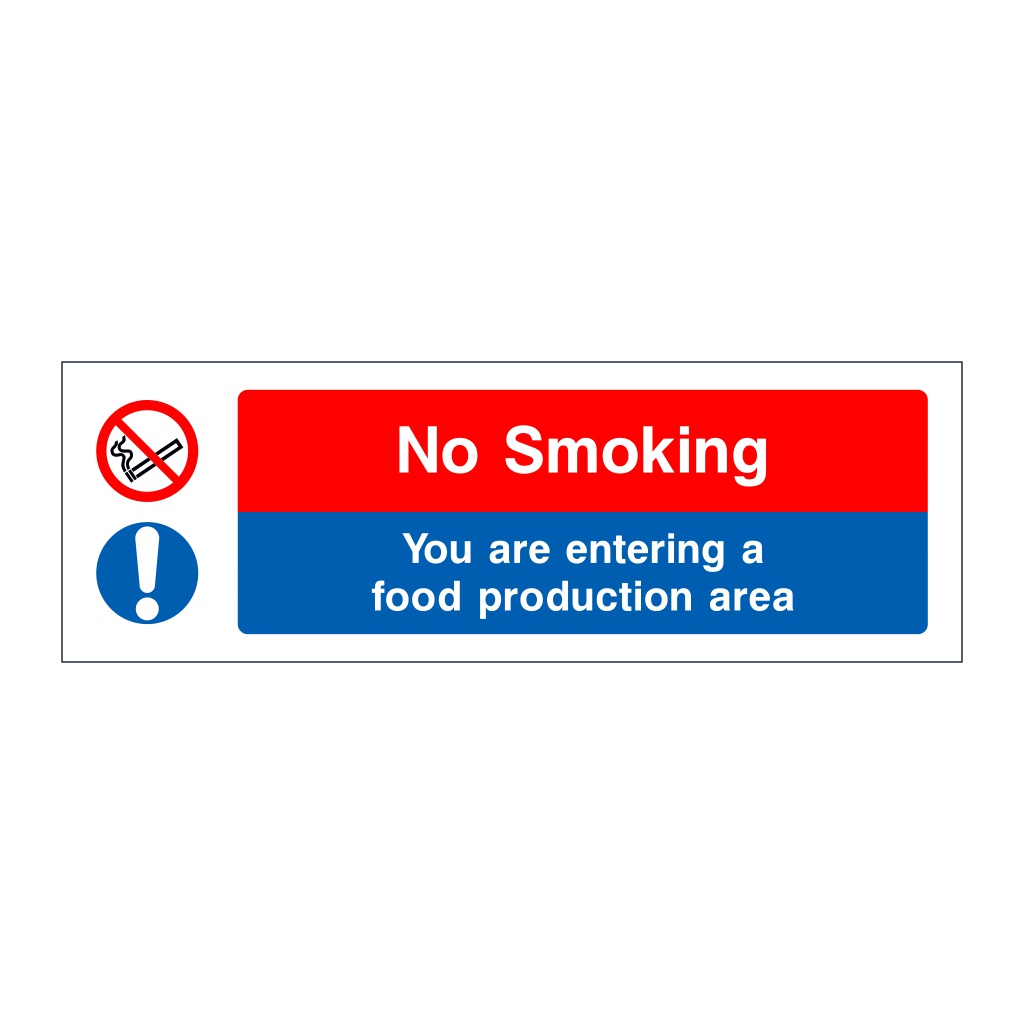 No Smoking you are entering a food production area sign
