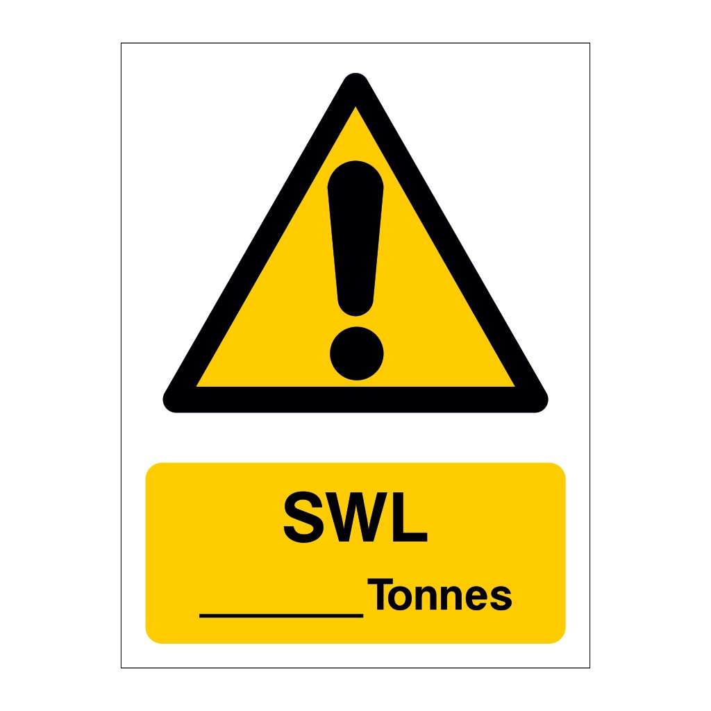SWL Tonnes Safe working load sign
