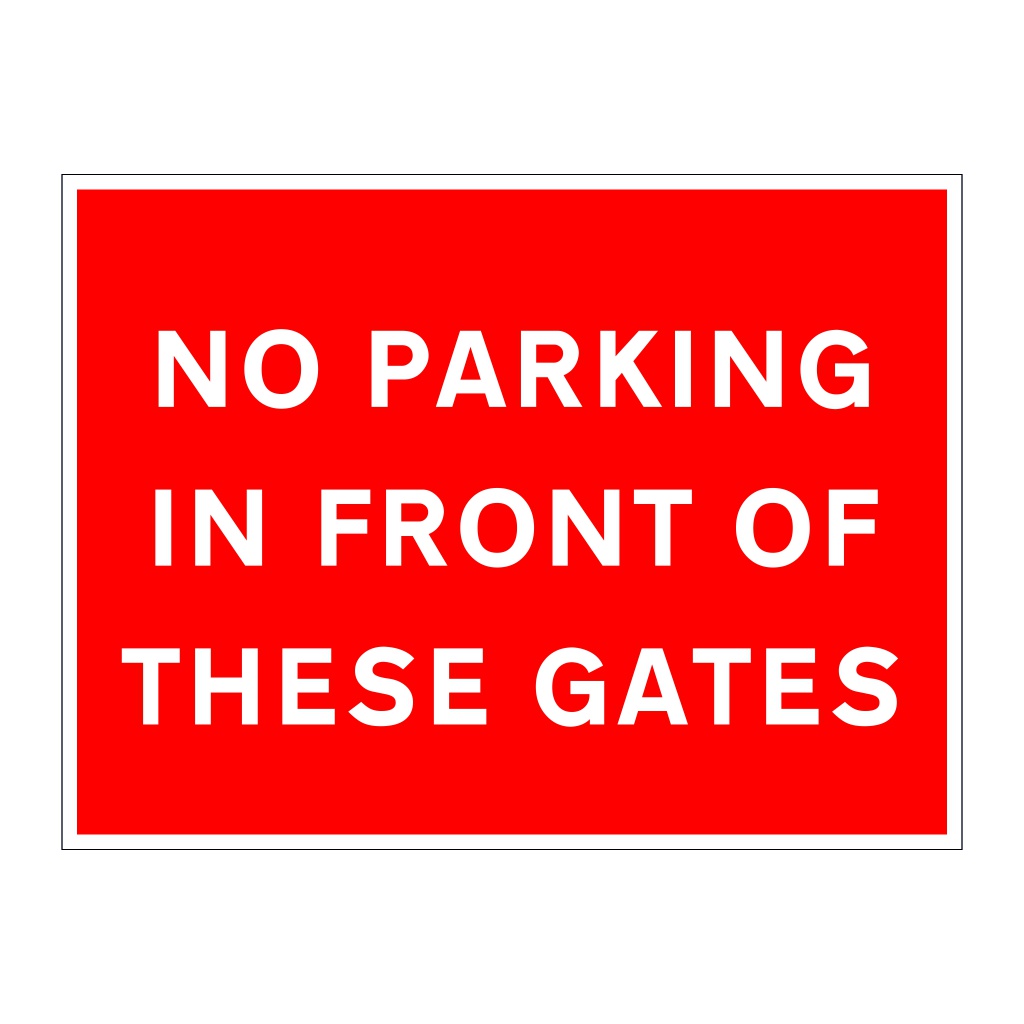 No parking in front of these gates sign