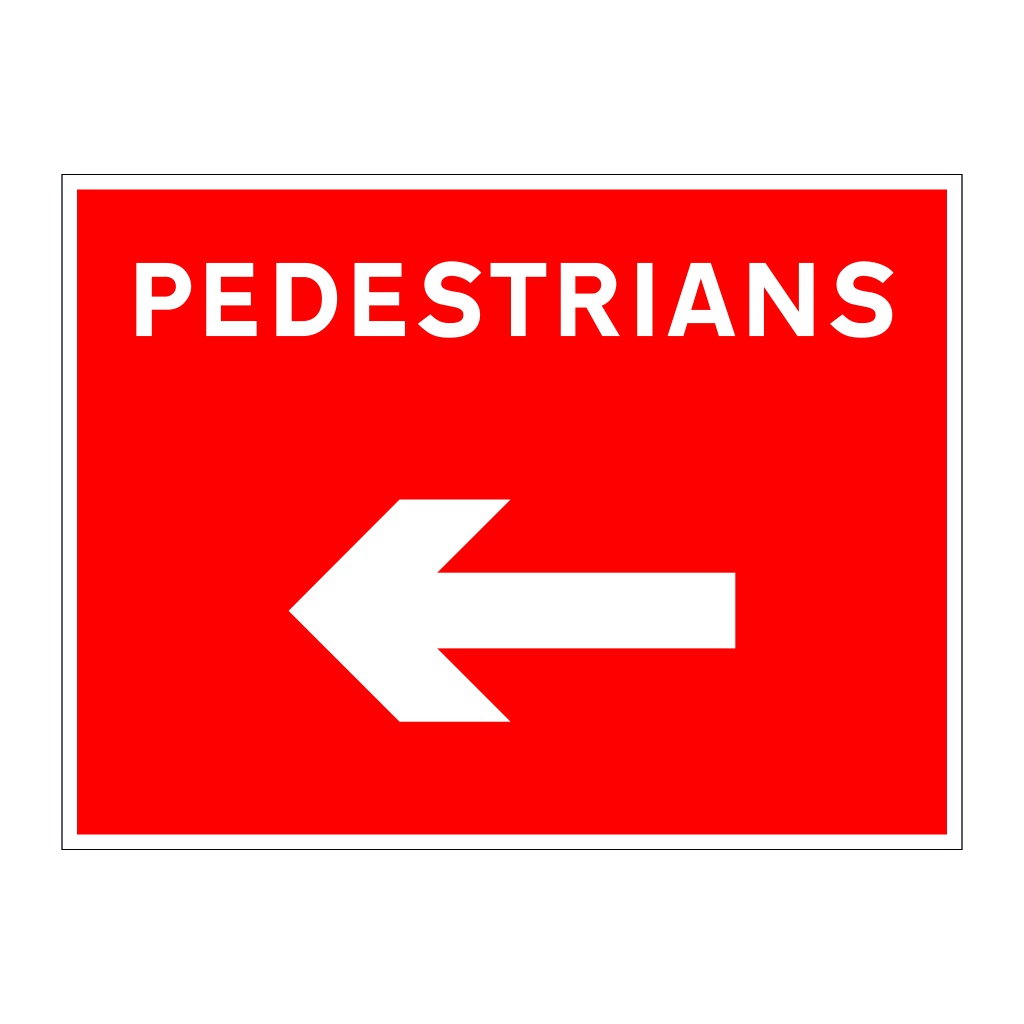 Pedestrians arrow left sign