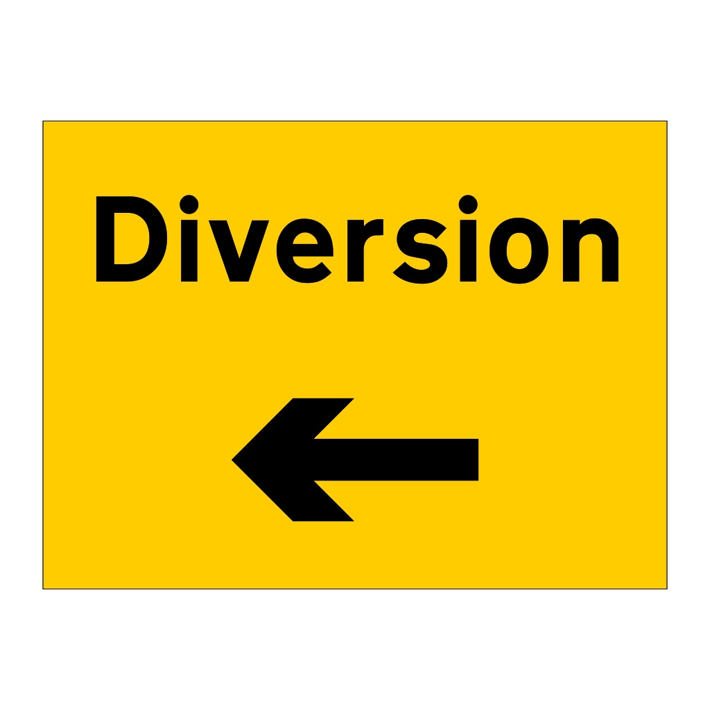 Diversion arrow left sign