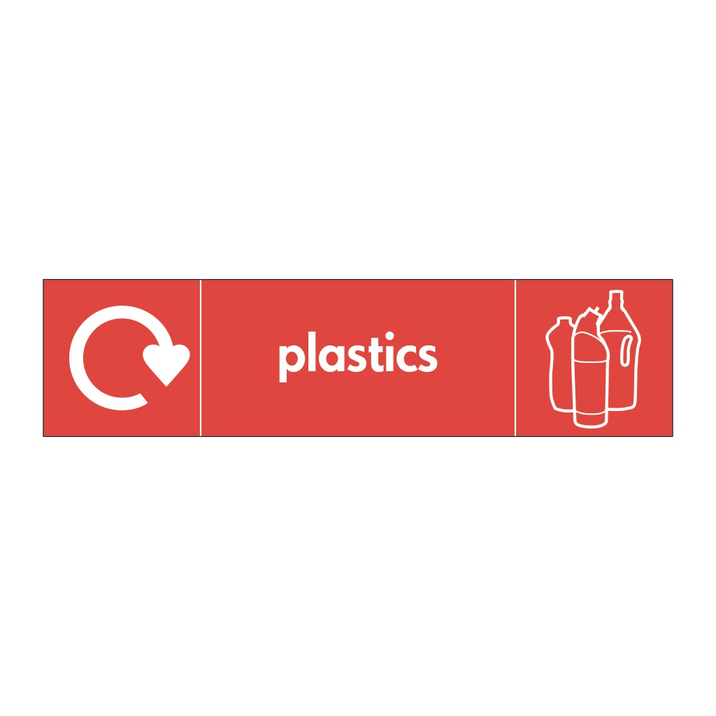 Plastics with WRAP Recycling Logo & Icon sign