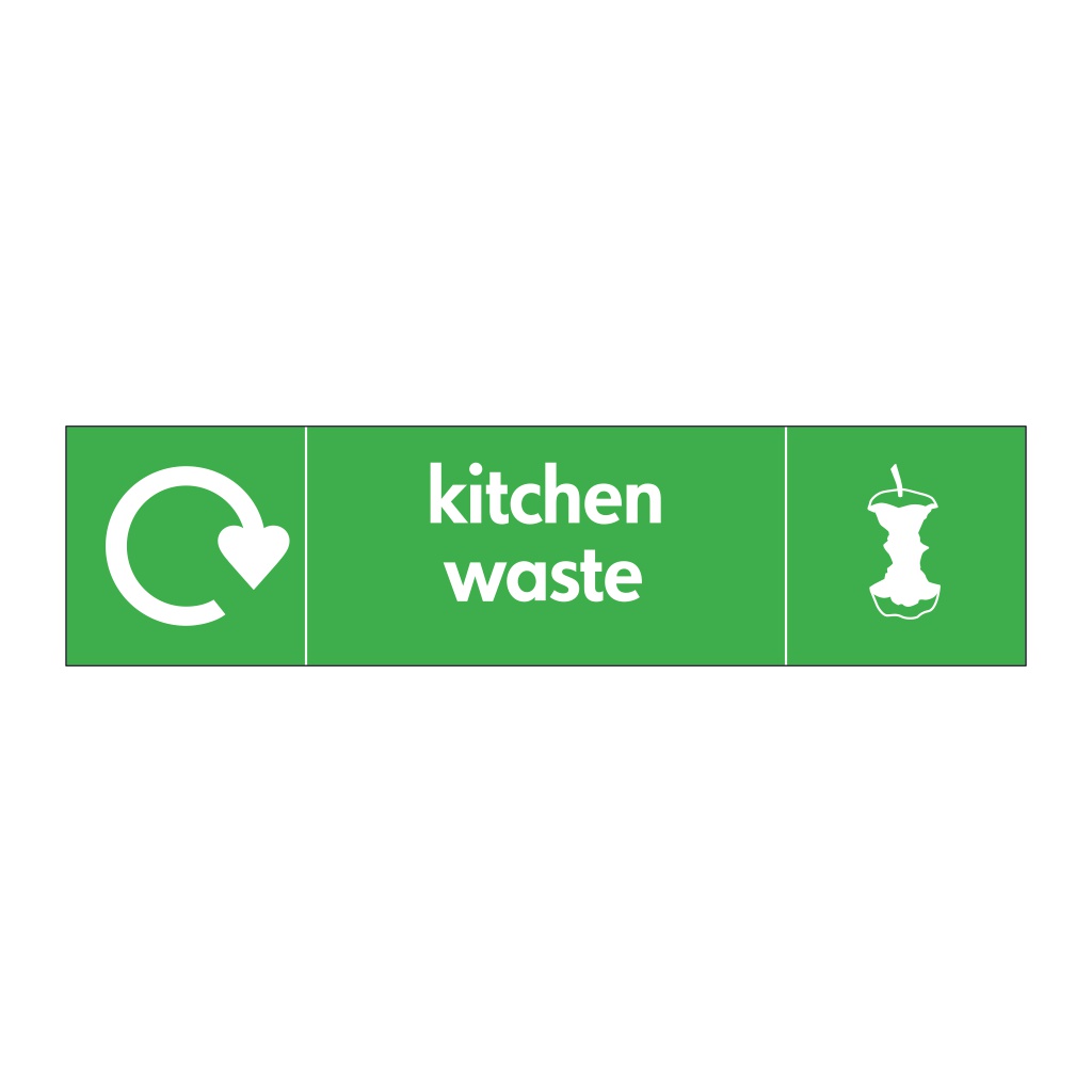 Kitchen waste with WRAP recycling logo & icon sign
