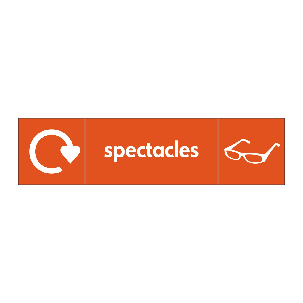 Spectacles with WRAP recycling logo & icon sign